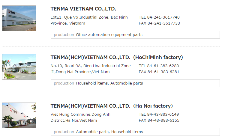 Việc làm đang tuyển dụng tại Tenma Vietnam Co., Ltd.
